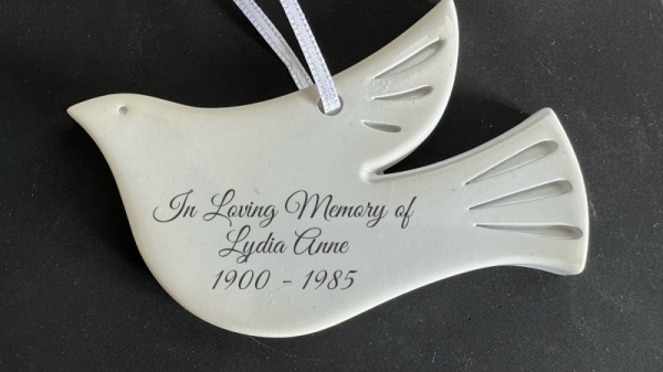 Personalised Modern White Dove Memorial Christmas Decoration