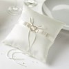Ring Cushion with Crystal Heart Decoration ~ Ivory