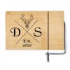 Personalised Rubberwood Cheese Board With Wire Slicer - Stag