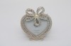 Silver Plated Heart Photo Frame with Pearl & Diamante