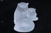 Frosted Glass Owl Ornament - Adult with Owlet