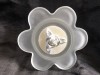 Rose design tea light in floral frosted glass candle holder