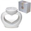 White Ceramic Heart Shaped Double Dish Oil and Wax Burner