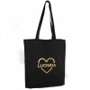 Personalised Gold Heart Black Cotton Tote Shopper Bag