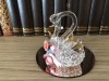 Rose Gold Crystal Swans on Mirror Base
