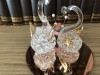 Rose Gold Crystal Swans on Mirror Base