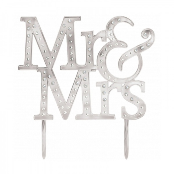 Mr & Mrs Crystal Decorated Cake Topper