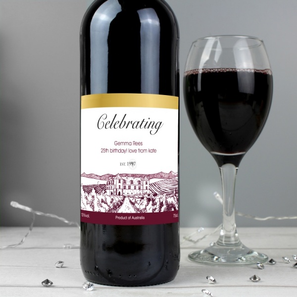 Personalised 'Free Text' Vineyard Bottle of Red Wine