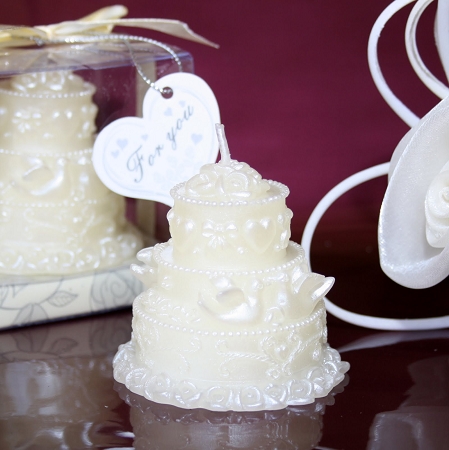 Ivory Wedding Cake Design Candle
