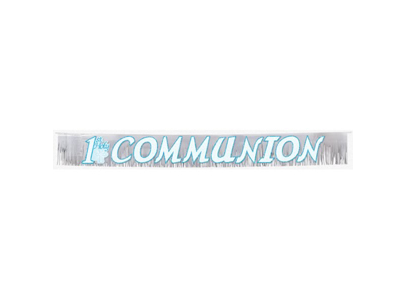 1st Communion Fringed Metallic Banner - Blue