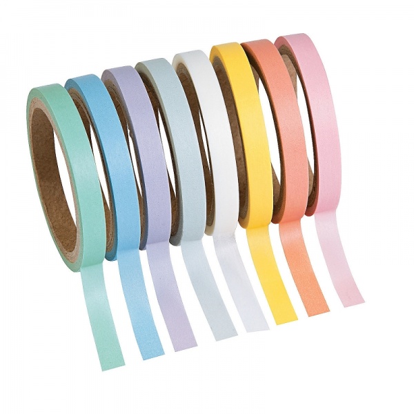 Pack of 8 Pastel Solid Washi Tape Set