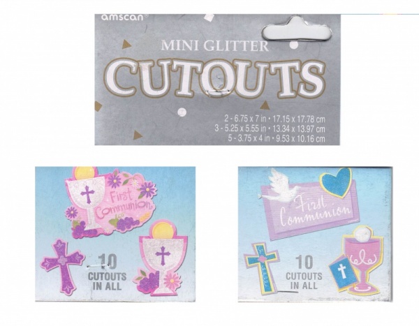 1st Communion ~ Pack 10 Mini Glitter Cutouts