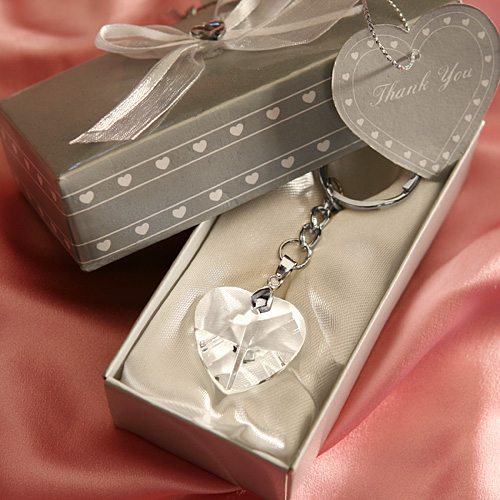 Valentine Chrome Key Chain with Crystal Heart