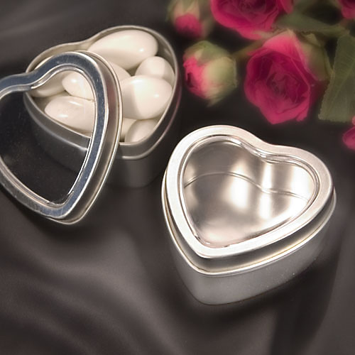 Matte Silver Heart Shaped Mint / Sweet Tins