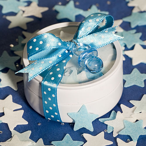 Round Tins filled with Blue/Pink & White Bath Confetti