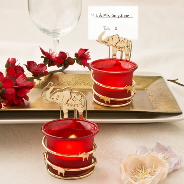 India Themed Candle Votive Holder with Placecard / Photo Holder