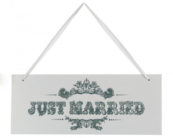 Rectangular Just Married Hanging Sign