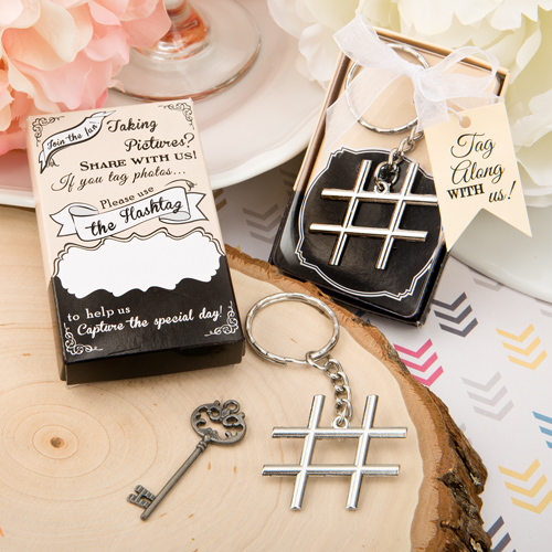 'Hashtag Love' Design Chrome Finish Metal Key Chain