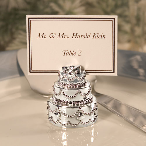 Silver Plated Wedding Cake Place Card Holders