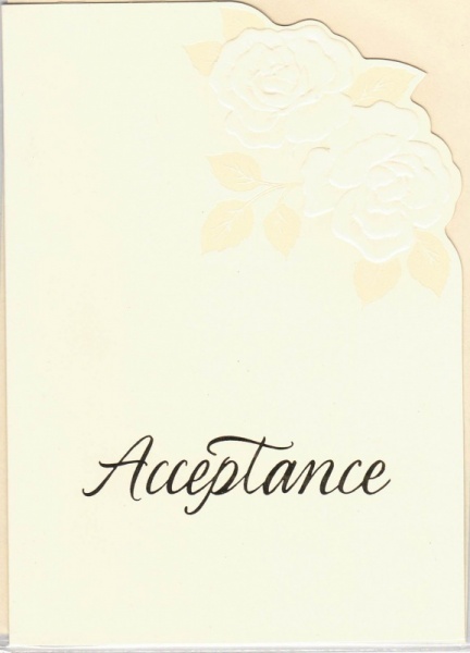 Ivory & Gold Rose Design Acceptance Card & Envelope
