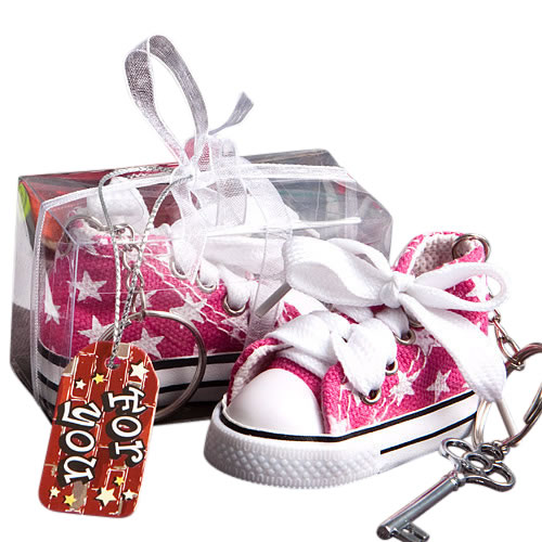 Oh So Cute Star Print Baby Sneaker Key Chain