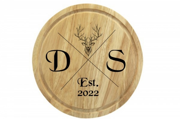 Personalised Round Cheese / Bread Board - Stag