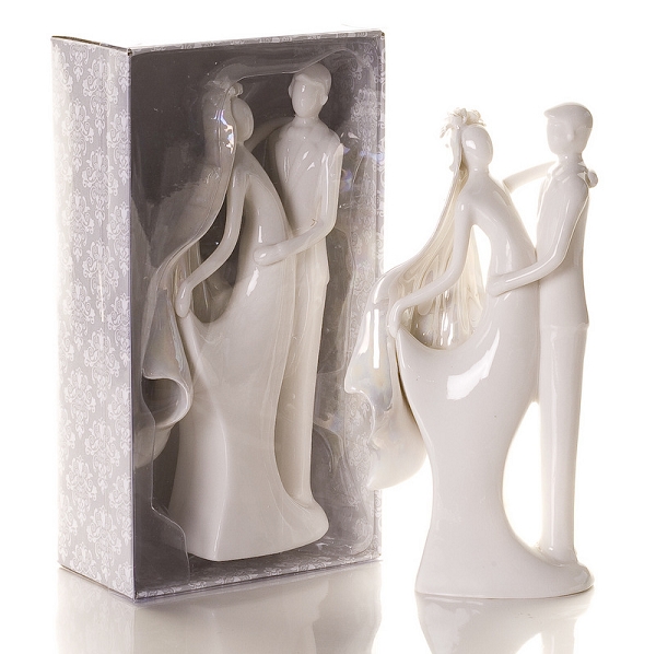 Elegant Porcelain Bride & Groom Cake Topper