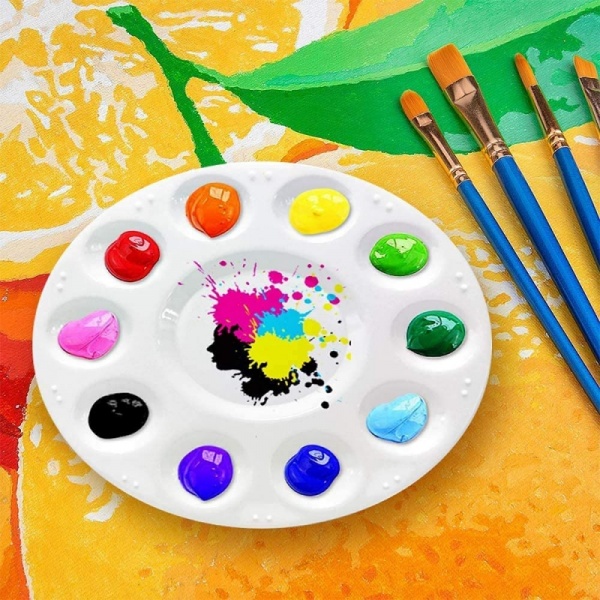Artists 10 Well Round Paint Palette in White