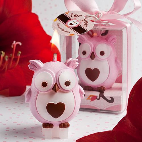 Adorable Pink & Blue Owl Candles