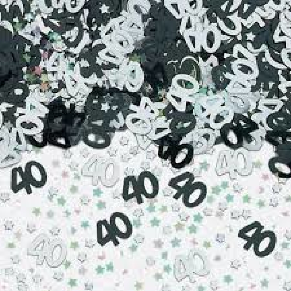 40th Birthday Silver & Black Table Sprinkles