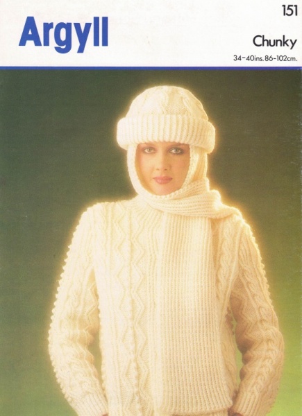 Vintage Argyll Knitting Pattern 151 - Lady's Jacket, Hat & Scarf