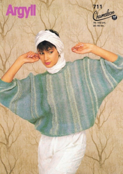 Vintage Argyll Knitting Pattern 711 - Lady's Batwing Sweater