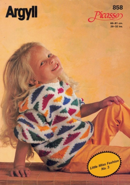Vintage Argyll Knitting Pattern 858 - Childrens Triangles Design Sweater