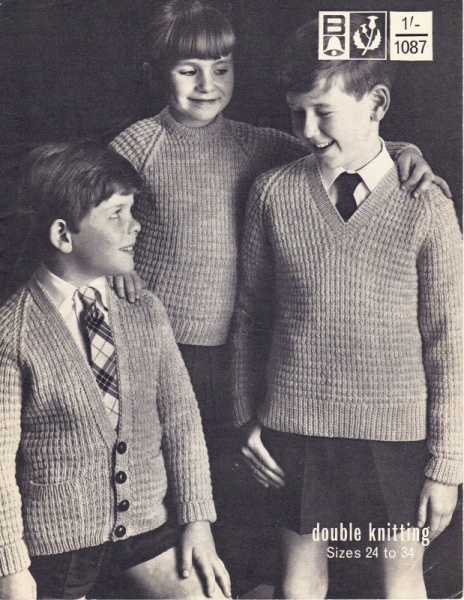 Vintage Bellmans Knitting Pattern No 1087: Childrens Cardigan & Sweaters - PDF Download