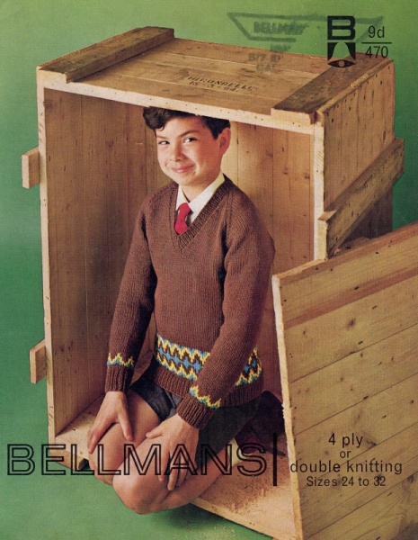 Vintage Bellmans Knitting Pattern No 470: Boy's Pullover - PDF Download