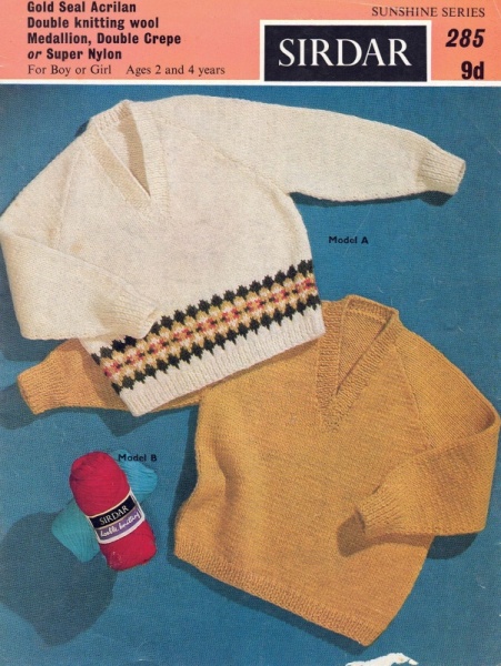 Vintage Sirdar Knitting Pattern 285 - Raglan Sweater - Boys & Girls Age 2-4 Yrs