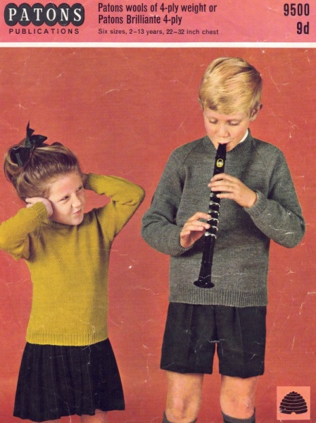 Vintage Patons Knitting Pattern 9500 - Raglan Sweater - Boys & Girls