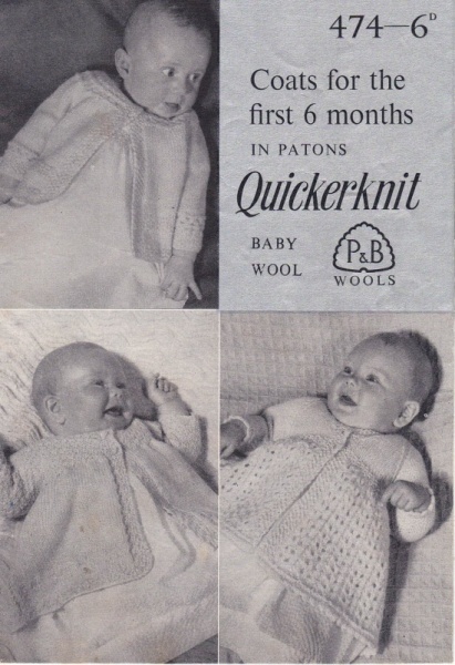 Vintage Patons Knitting Pattern 474 - Baby Coats for 1st 6 Months