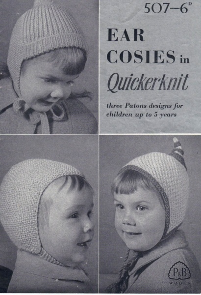 Vintage Patons Knitting Pattern 507 - Ear Cosies for up to 5 Yrs