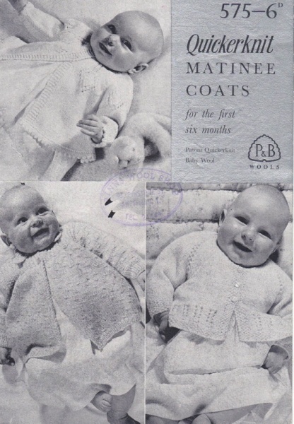 Vintage Patons Knitting Pattern 575 - Matinee Coats for 1st 6 Months