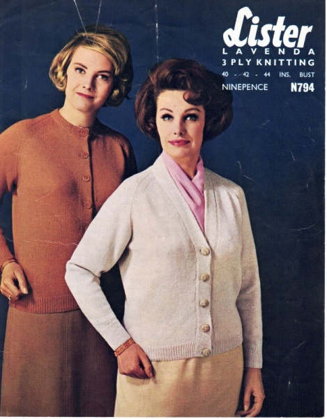 Vintage Lister Knitting Pattern N794 - Ladies Raglan Cardigan