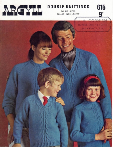 Vintage Argyll Knitting Pattern 615 - Family Sweaters