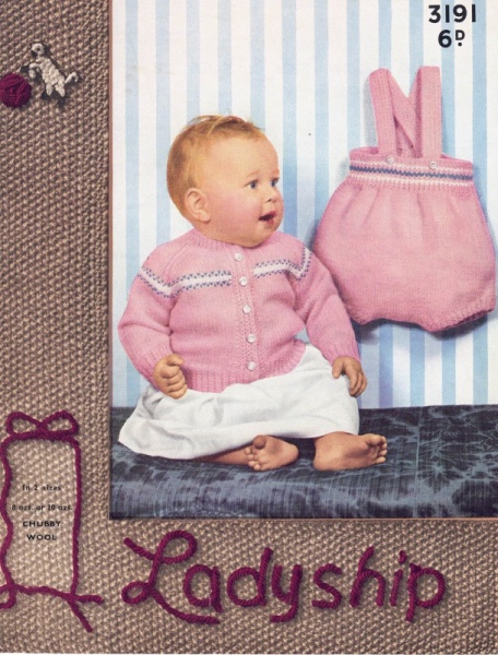 Vintage Ladyship Knitting Pattern 3191 - Childs Cardigan & Romper Set