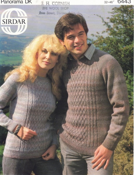 Vintage Sirdar Knitting Pattern 6443 - Ladies & Mens Sweaters