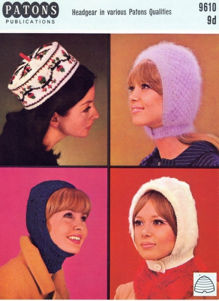 Vintage Patons Knitting Pattern 9610 - Ladies Hats - Four Styles