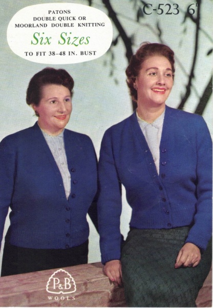 Vintage Patons Knitting Pattern C523 - Classic Ladies Cardigan