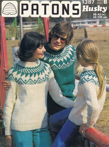 Vintage Patons Knitting Pattern 1387 - Traditional Family Sweaters
