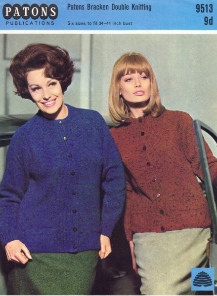 Vintage Patons Knitting Pattern 9513 - Ladies Raglan Cardigan