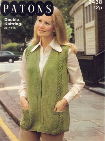 Vintage Patons Knitting Pattern 2438 - Ladies Casual Waistcoat