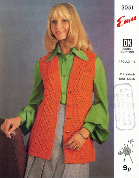 Vintage Emu Knitting Pattern 3051 - Ladies Casual Jacket